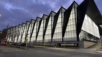 UniGrid FRP wall system exterior view - outside of athletic facility
