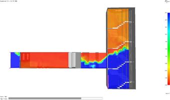 Color-coded diagram showing the impact of door size on smoke control design.