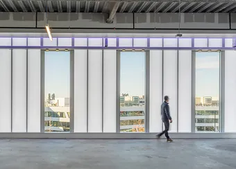 UniQuad polycarbonate wall system - interior view with windows
