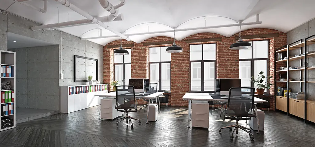 Empty industrial style office