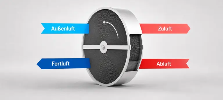 Funktionsprinzip eines Rotationswärmetauschers