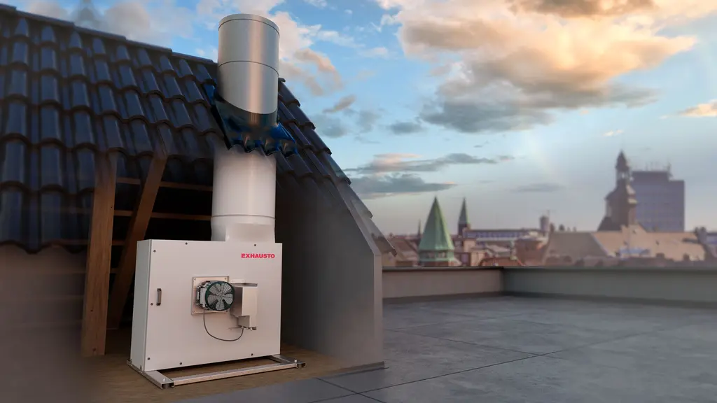 Exhausto Boxventilator BESB und Dachdurchführung Installation