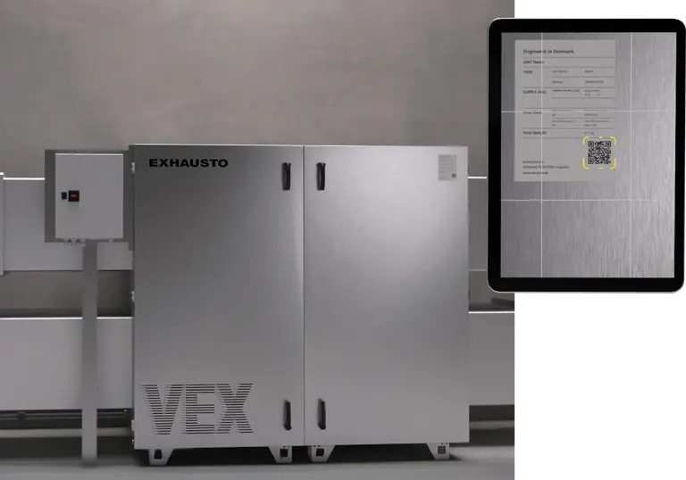 QR-Code am VEX1000 für direkten Zugriff auf die Online-Dokumentation