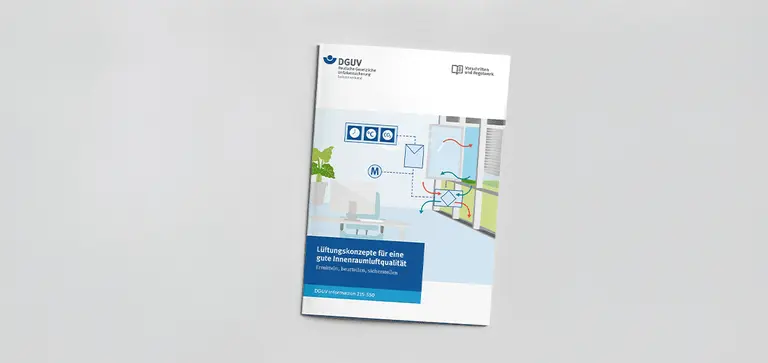 Mock-Up der DGUV Information 215-550 auf grauem Hintergrund