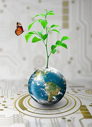 Tree sprouting from globe