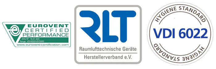 Eurovent, RLT and VDI6022 certificats for VEX4000