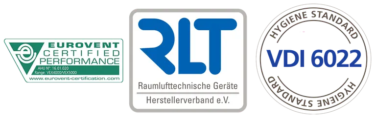 Eurovent, RLT and VDI6022 certificats for VEX4000