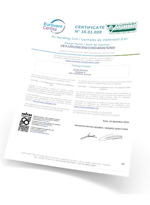 Billede af eurovent-certifikat
