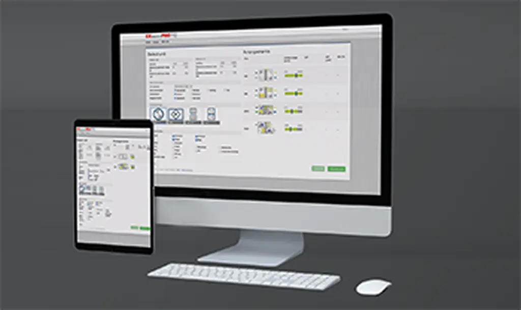 PC og iPad, der viser EXselectPRO beregning