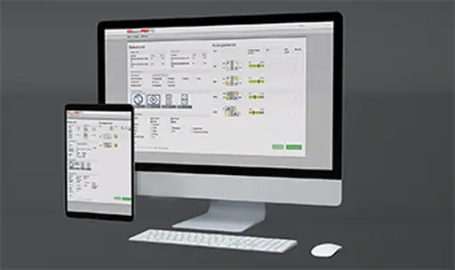 PC og iPad, der viser EXselectPRO beregning