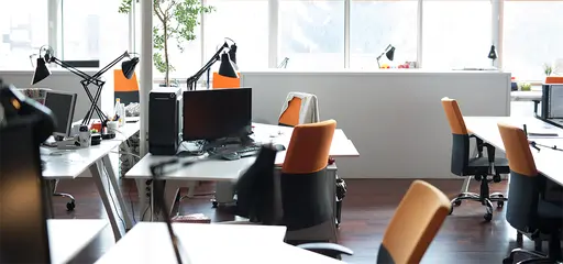 Empty desks at office or university