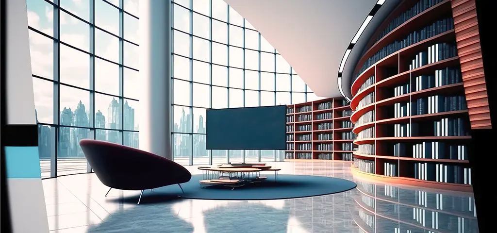TV and books in big space room