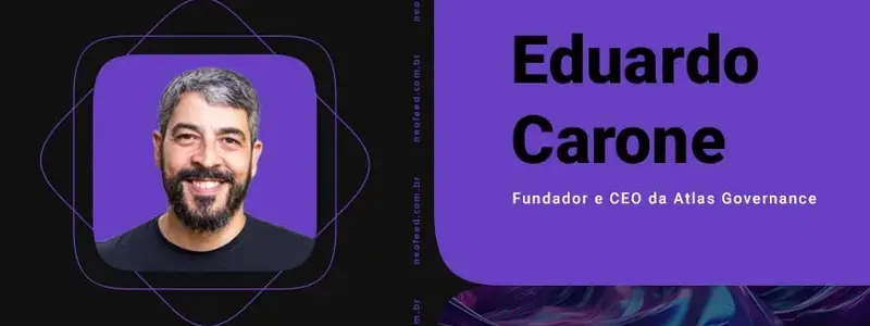 Capa do podcast NeoFeed Vida de Startup com Eduardo Carone, fundador e CEO da Atlas Governance