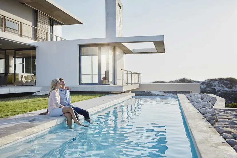 Architecture with water reflection