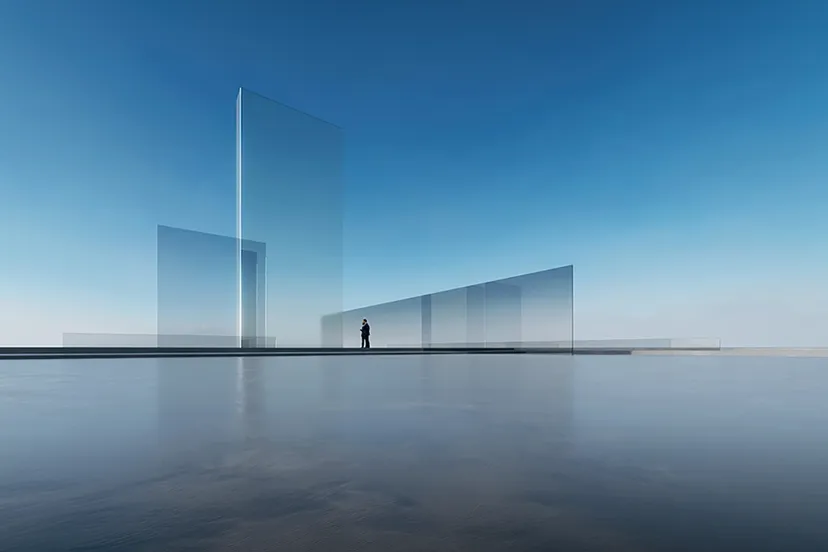 Architecture with water reflection