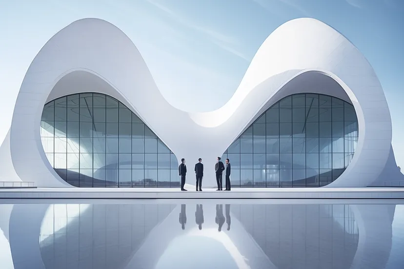 Architecture with water reflection