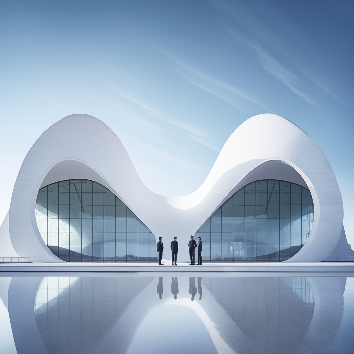 Architecture with water reflection