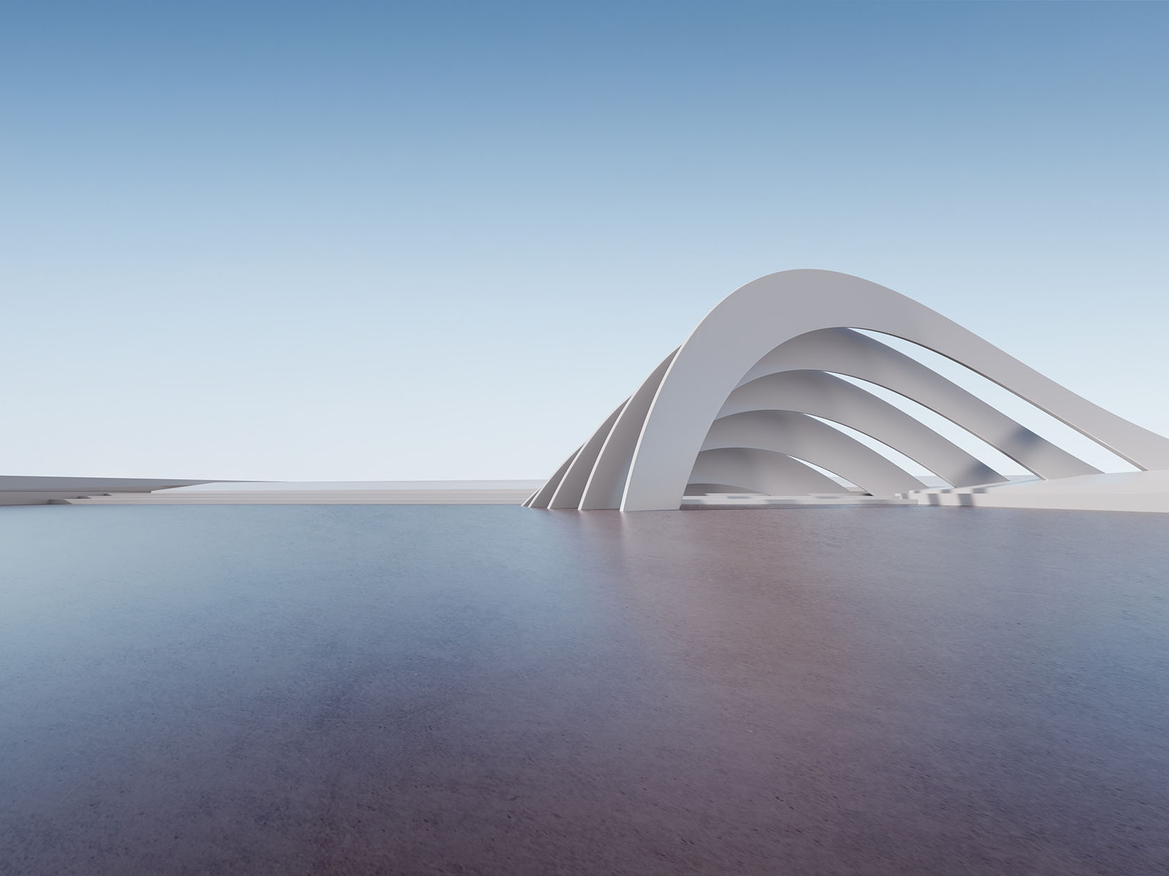 Architecture with water reflection