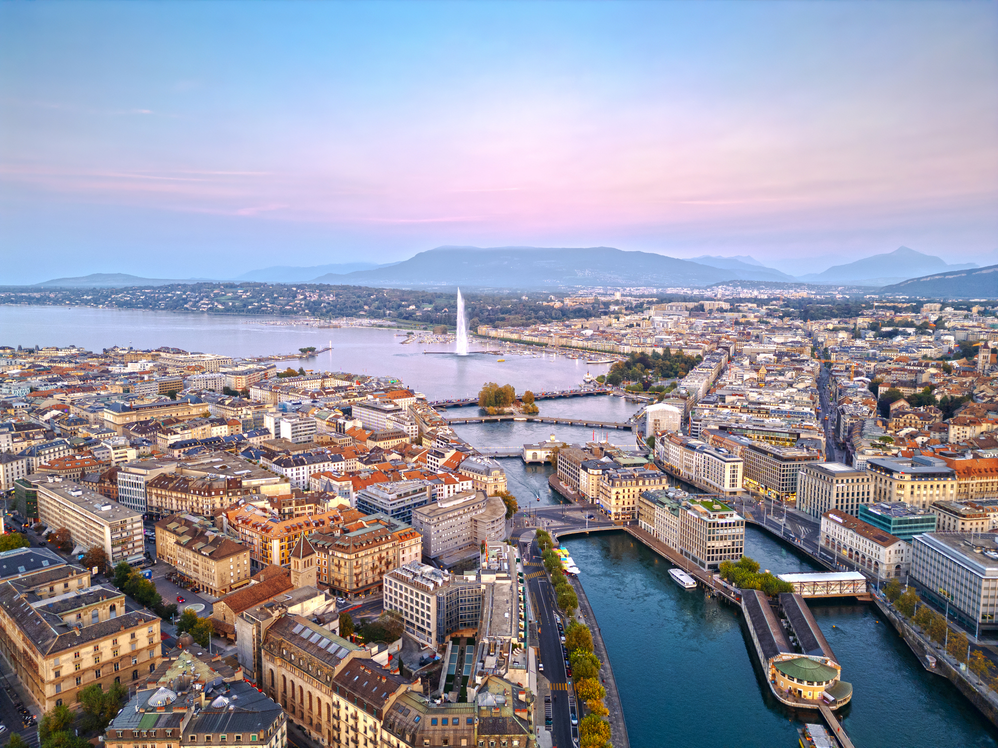 Geneva, view of Lake Geneva and the Jet d'Eau