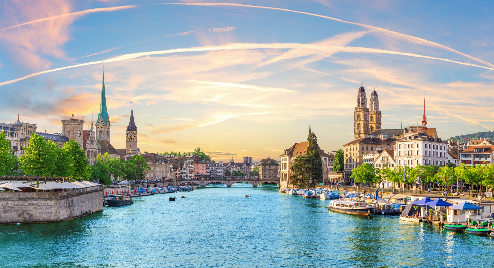 Zurich, vue sur la vieille ville et le lac de Zurich