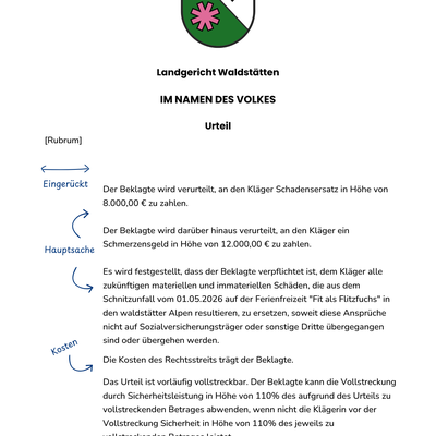 Das Bild zeigt einen Tenor und wie er formal zu gestalten ist. Als PDF download verfügbar.