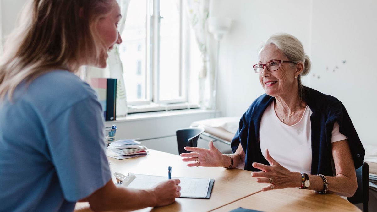 Woman 60+ talking to her provider