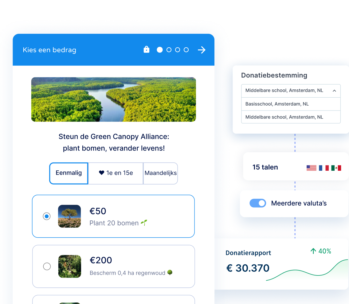 Donatieformulier met campagnes en meerdere valuta