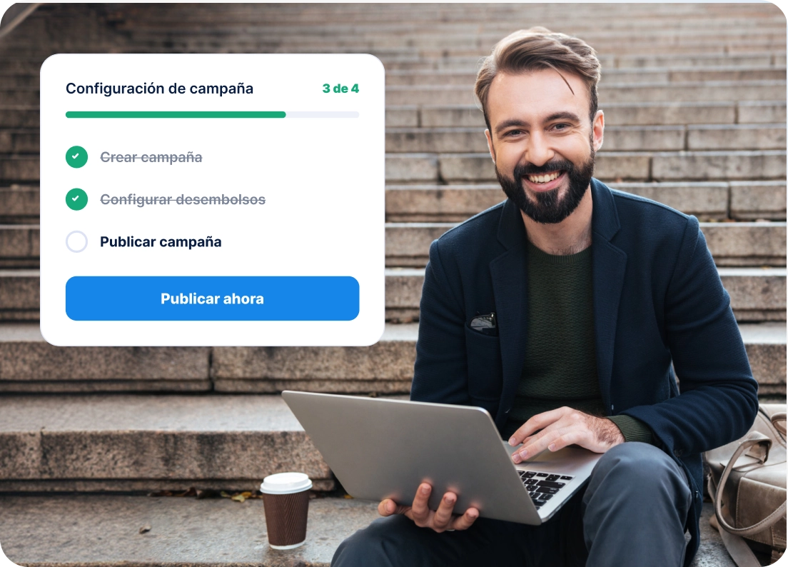 Configuración de una campaña de donación desde una tableta.