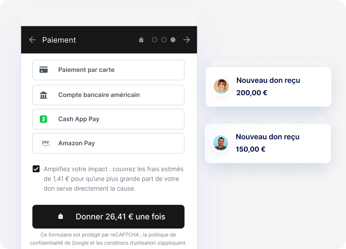 Paiement rapide pour un don