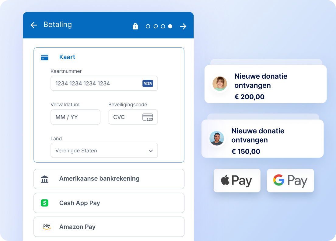 Snelle betaling en donatiebevestigingen