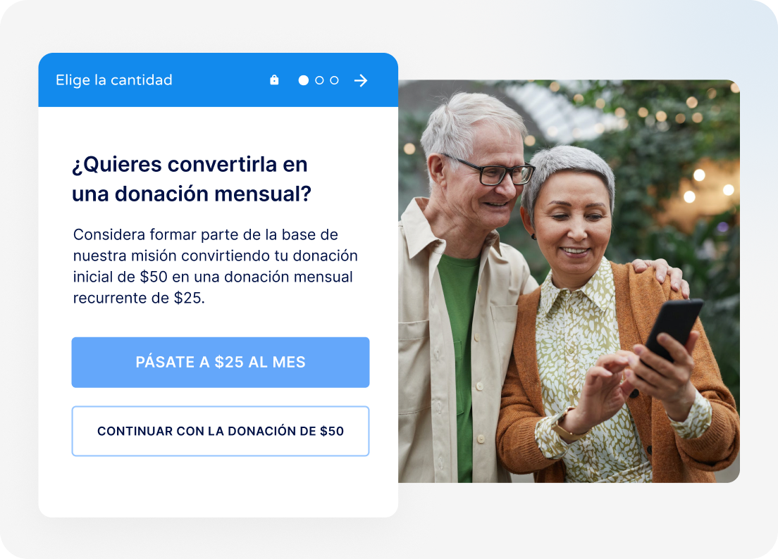 Invitación a convertir una donación única en mensual