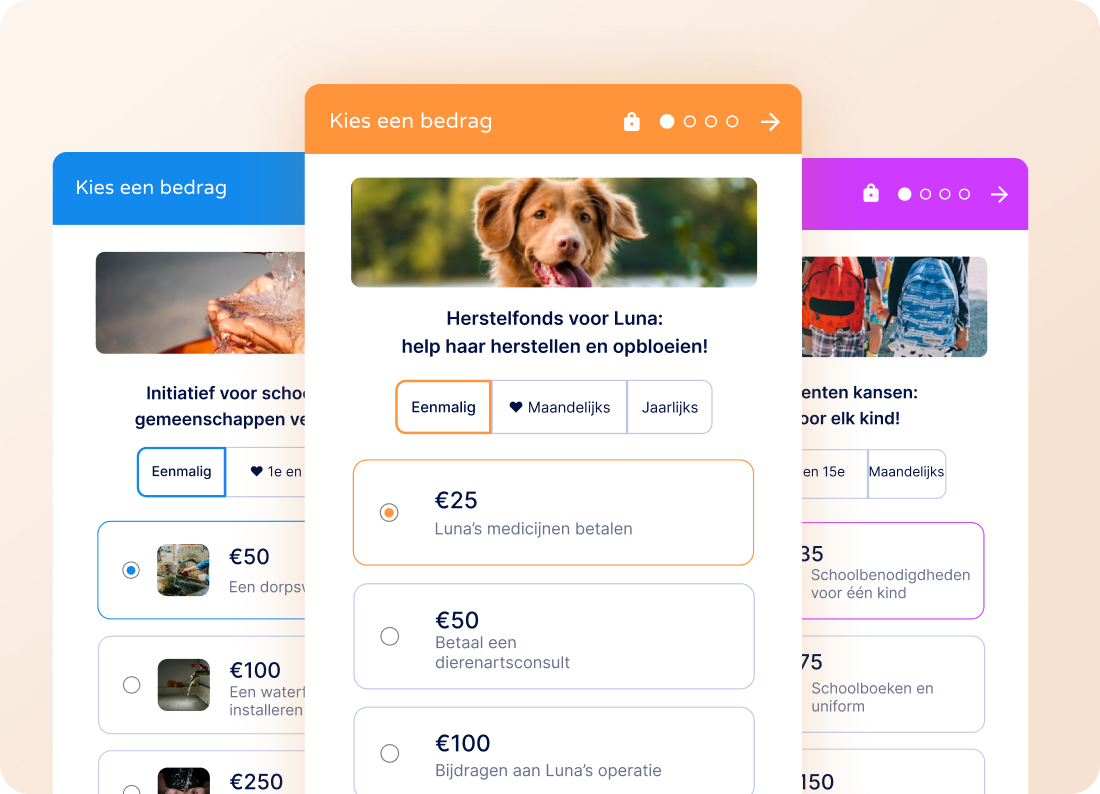 Donatiebetaling op mobiel en desktop