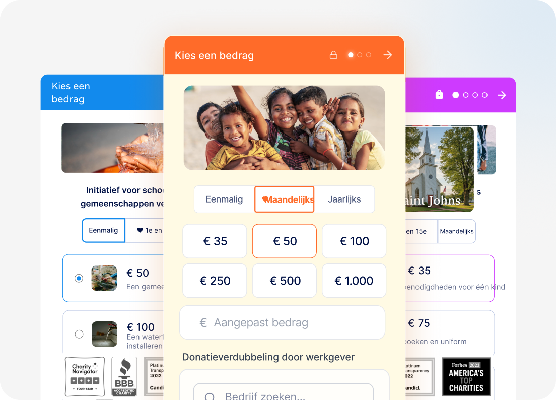 Ticketcheckout met ticketselectie en optie voor een extra donatie.