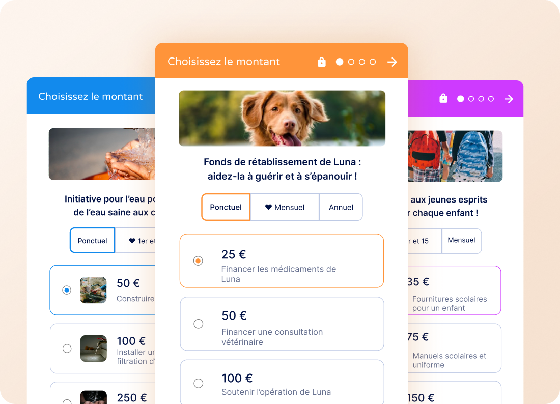 Paiement d’un don sur mobile et ordinateur