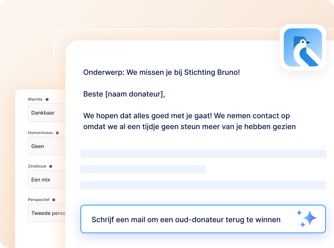 E-mailassistent om opnieuw contact te leggen met inactieve donateurs.