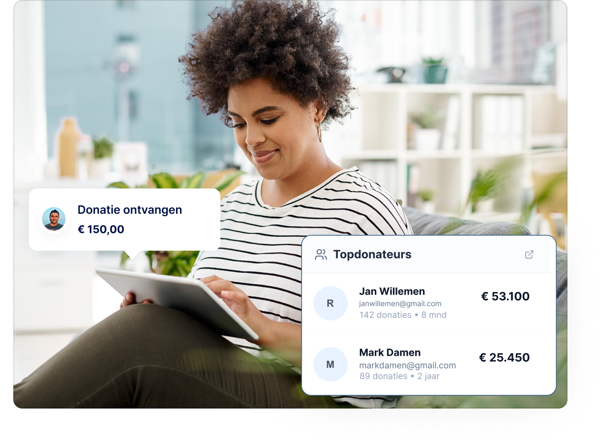 Overzicht van de belangrijkste donateurs en nieuwe donaties.