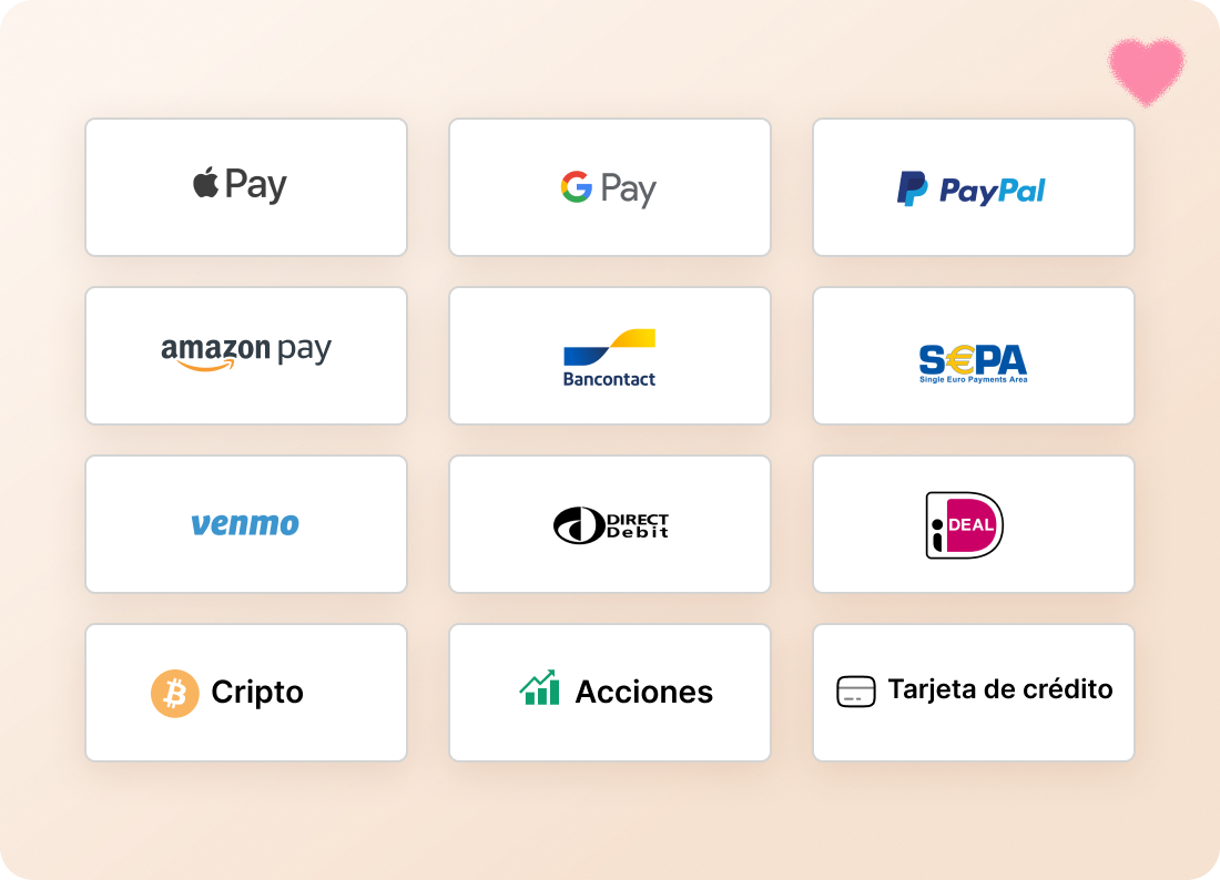 Métodos de pago admitidos