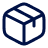 Icon of a closed cardboard box with two visible tape stripes on top, depicted in a simple navy blue outline.