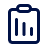 Icon of a clipboard with a bar chart, featuring three vertical bars of varying heights, representing data analysis or statistics.