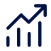 Icon of a bar chart with three ascending bars and an upward arrow, symbolizing growth or progress.