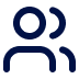 Two simple dark navy blue user profile icons representing a group or team of people