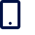 Dark navy blue smartphone icon with a rounded rectangle outline and a small circular home button at the bottom