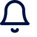 Dark navy blue bell notification icon with a simple outline style and small base detail at the bottom