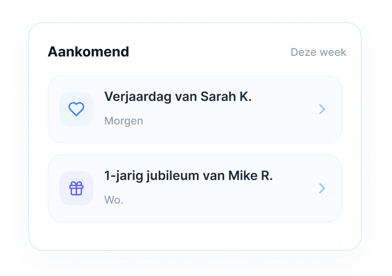 Herinneringen voor verjaardagen en jubilea van donateurs