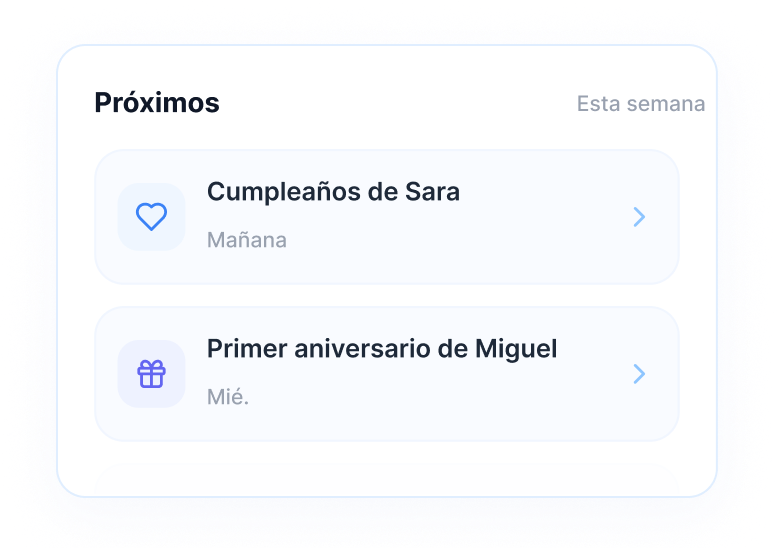 Recordatorios de cumpleaños y aniversarios de donantes