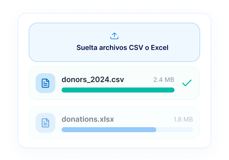 Carga de archivos CSV y Excel para donantes