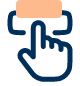 Icon of a hand pressing a rectangular button, symbolizing interaction or selection.