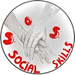 Signet mit zwei sich haltenden Händen in grau und dem Schriftzug SOS Social Skills im Kreis