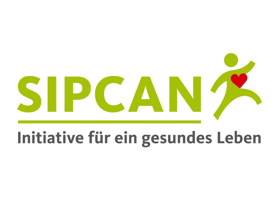 Logo mit grünem Schriftzug SIPCAN und Subline Initiative für ein gesundes Leben