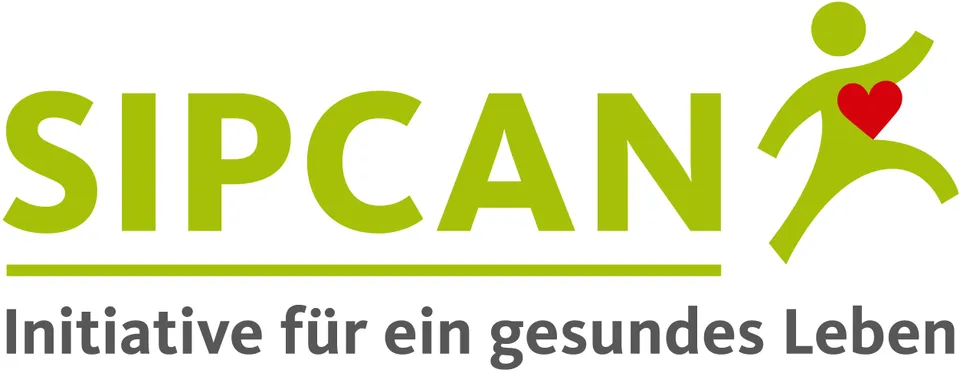 Logo mit grünem Schriftzug SIPCAN und Subline Initiative für ein gesundes Leben